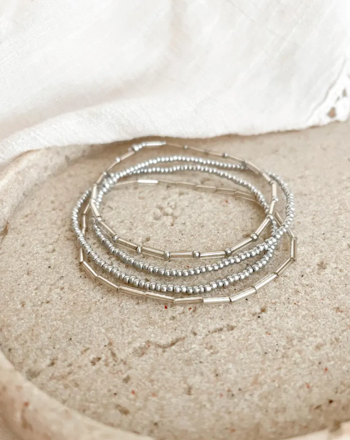 Bracelets  LEANA - perles argentés
