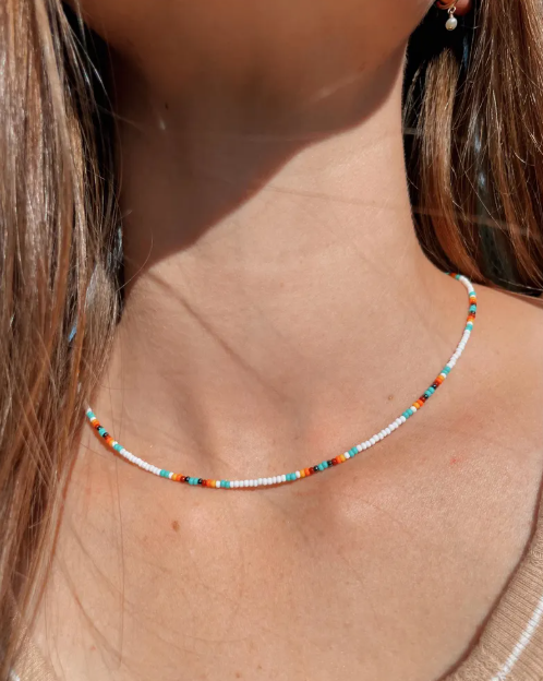 Collier  AZURA - duo perles colorées