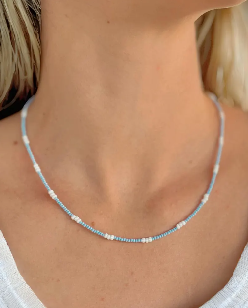 Collier  AZURA - duo perles colorées