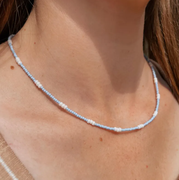 Collier  AZURA - duo perles colorées