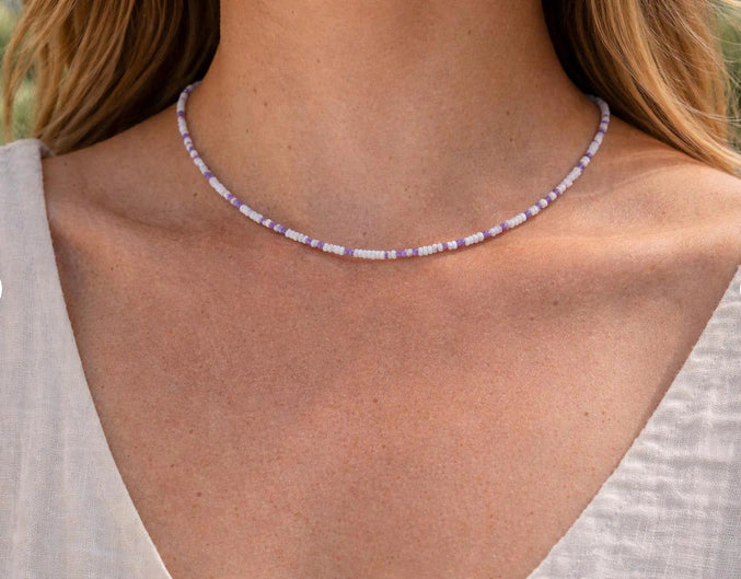collier de perles blac & violet