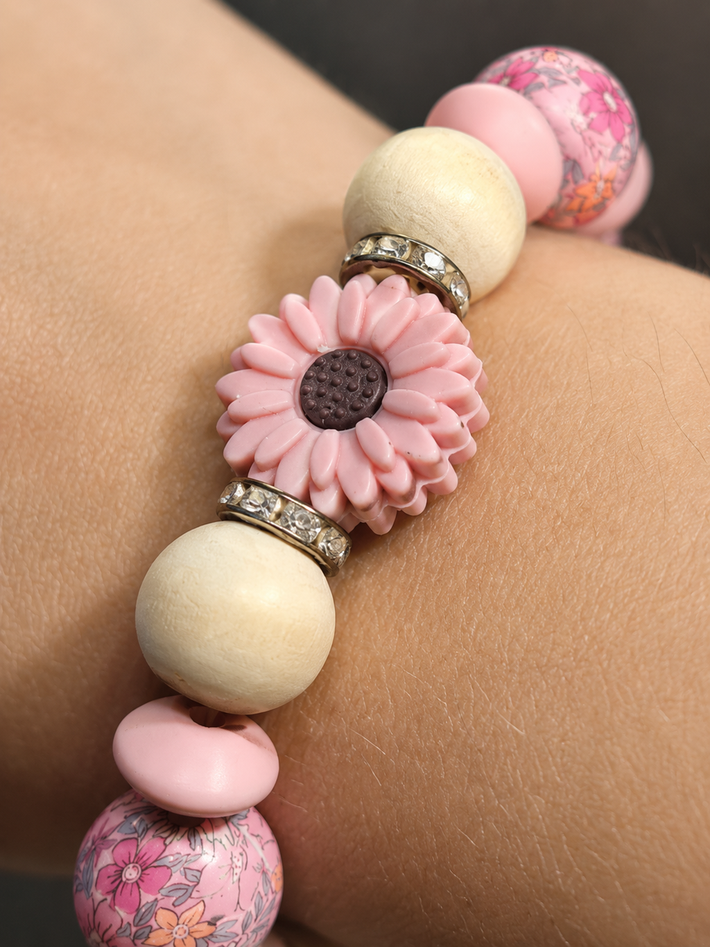 Bracelet AVA - perles silicone rose & floral