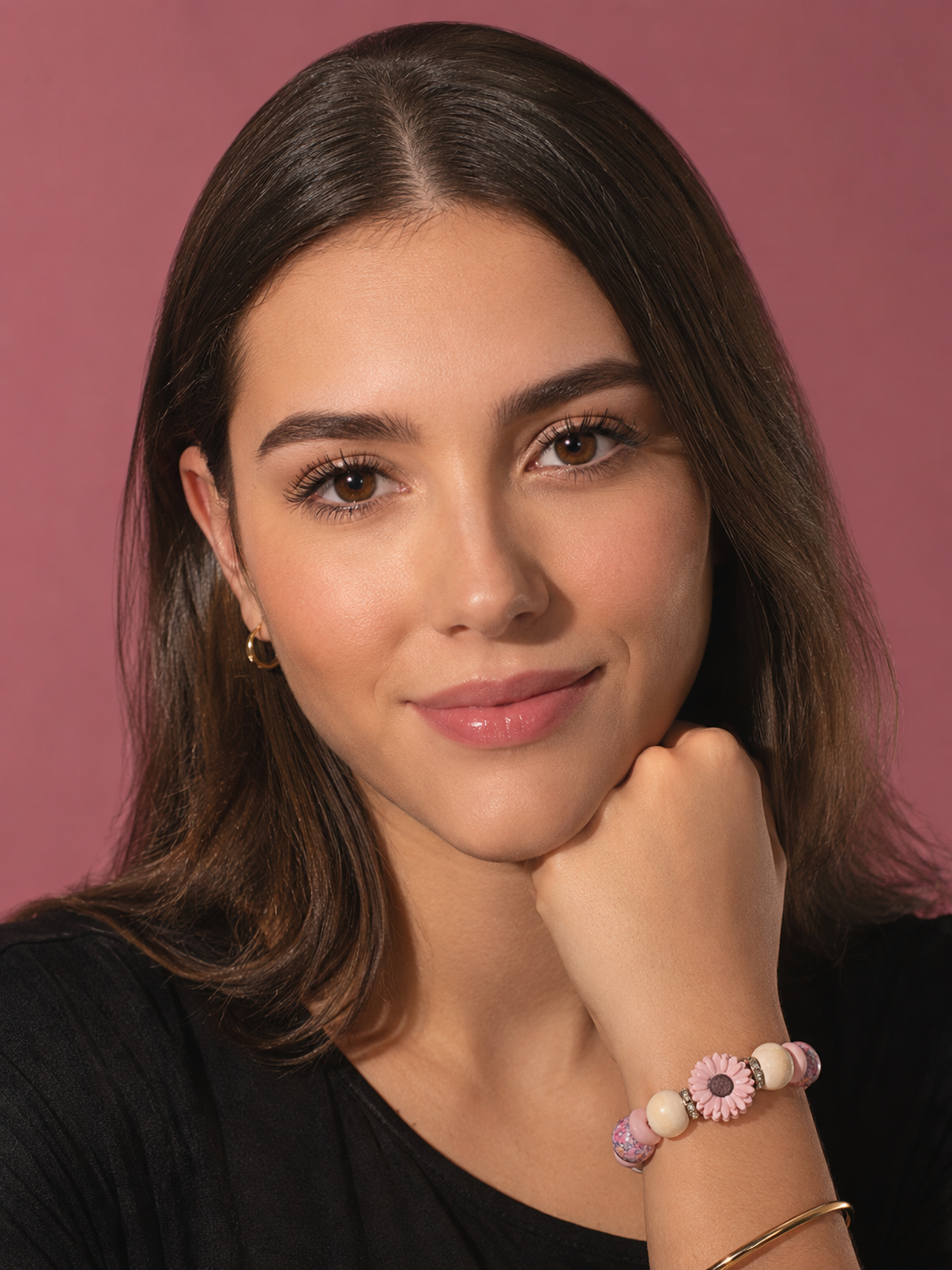 Bracelet AVA - perles silicone rose & floral