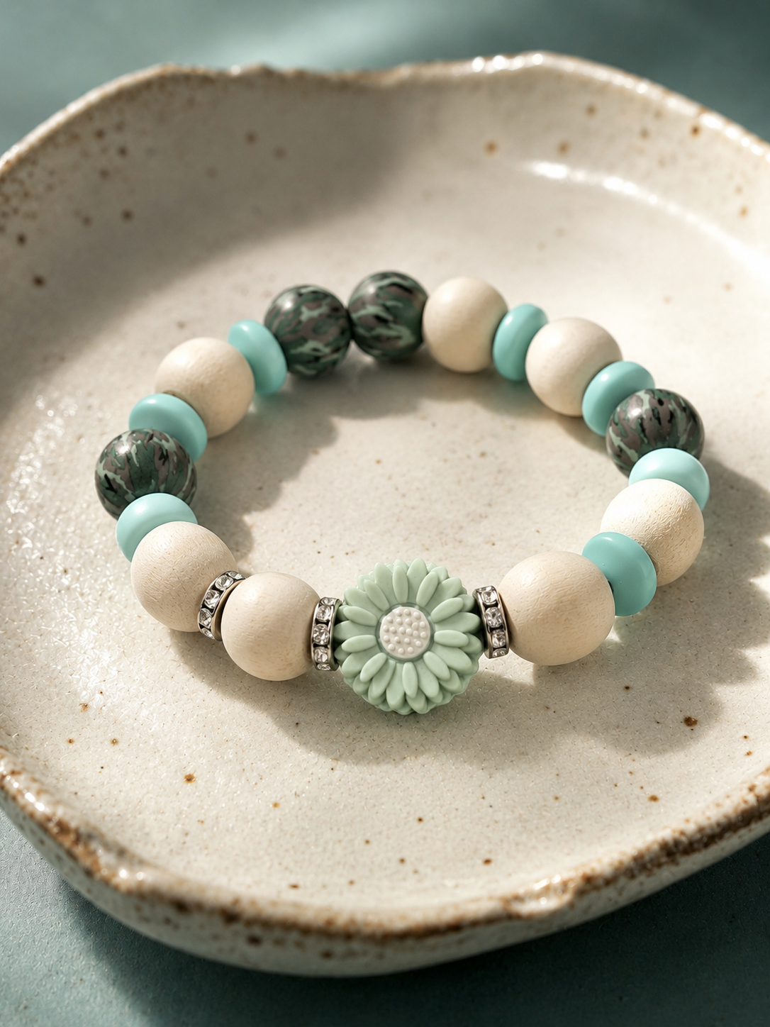 Bracelet AVA - perles silicone  bleu militaire
