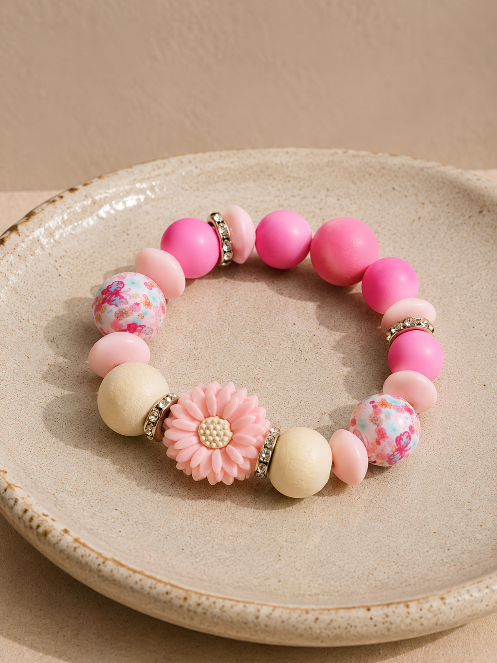 Bracelet AVA - perles silicone rose & floral